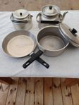 Campingset gryta, stekjärn och kaffekittlar