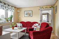 Röd 3 sits plysch soffa med fåtölj 