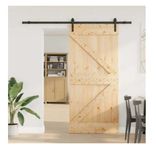 Skjutdörr med beslag 90x210 cm massiv furu