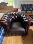 Chesterfield oxblod 3-sits soffa + fåtölj