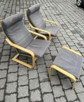 2 st fåtöljer IKEA poäng med 1 fotpall