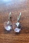 Rosa crystal och äkta silver hjärta  örhängen 300kr
