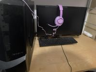 Speldator PC + tillbehör (hörlurar, skärm, tangentbord, m