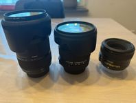Objektiv till Nikon säljes, paketpris
