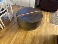 Runt pall äkta läder brun 90 cm