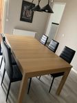 Stort matbord/köksbord. IKEA Bjursta + 6 stycken stolar. 