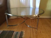 Soffbord glas mässing och vitmetall