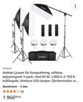 softbox belysningsset med LED lampor