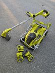 Ryobi batteridriven gräsklippare, trimmer, volympump