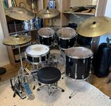 Trumset - 5-delat Yamaha + dubbelpedal + cymbaler