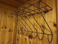 Hatthylla klädhängare väggförvaring hall metall 7 krokar