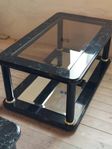 Soffbord, glasskiva och spegelhylla, 80-tal