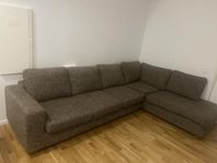 Stor soffa brun L formad. divan 