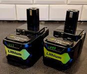 2 st nya 5.5Ah batteri till Ryobi One+ 18V-serie