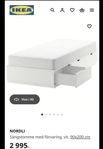 Nordli sängstomme, med förvaring 90x200