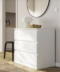 IKEA Malm Byrå med 3 lådor, vit, 80x78 cm