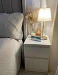 IKEA Malm Byrå / Sängbord med 2 lådor, vit, 40x55 cm