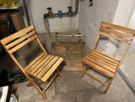 Fällbart balkongbord och stolar teak