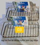 Reflex badrumshyllor, 3st rektangulära enplanshyllor