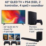 Paket: 65" QLED TV + PS4 + Soundbar
