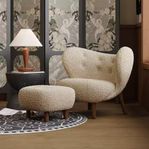 Nordisk designfåtölj "Petra" med matchande fotpall 