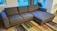 NY grå soffa med divan / schäslong