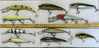 10 wobbler fiskedrag för abborre, gös, öring och gädda