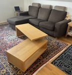 Divansoffa, soffbord samt byrå Malm 