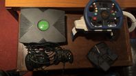 orginal Xbox + 2 kontroller + 17 spel+ ratt