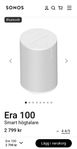 SONOS ERA 100 - VIT - FANTASTISKT LJUD - KNAPPT ANVÄND