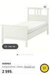 2 st sängram/sängstomme 90x200 Hemnes vit