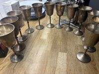 12 st silverpläterade vinglas