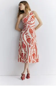 plisserad one shoulder klänning- NY