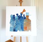 Stor akrylmålning 100x100cm 