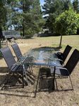 Balkong/Terrassglasbord och 4 stolar (Patio Galss Table)