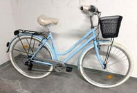 Romet, ljusblå damcykel, 28″, 5 växlar, handbroms fram &
