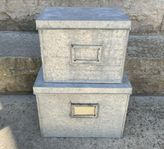 2 st Zinklådor med lock - Förvaring. Stapelbara.