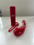 Röd Motion plus kontrol + nunchuck till Nintendo wii