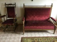 Antik Soffa och gungstol 