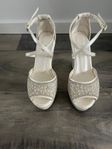 White Wedding Shoes - Wedge Heel