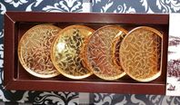 Scandia Guld Set 8 Gold 24K Plated Coasters Vintage