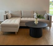 Schäslongsoffa - Ljus beige - L: 215 x D: 82 x H: 78 cm