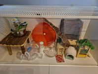Hamsterbur med tillbehör