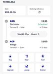 Flygbiljetter Arlanda - Malaga familj 23 juli 