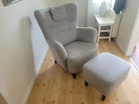 Fåtölj med fotpall. Fint skick!