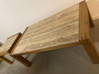 Bord X 2 soffbord, sidobord avlastningsbord ek stenskiva 