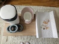 Paket med blöjhink + 3 st refill, potta, skötbädd
