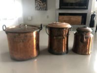 Antika kopparkärl – 3 st i paket