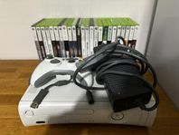 Xbox 360 med 24 spel och tillbehör.