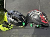 2 st barncykelhjälmar grönt spänne